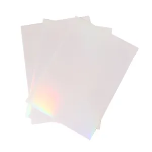 Filme de sobreposição holográfica A4 autoadesivo arco-íris laminando folha de vinil holográfico frio para embalagem de uso industrial 50 folhas