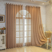 Rideaux en tulle jacquard floral style américain avec bord ondulé en dentelle, décoratifs pour fenêtre de maison, salon, chambre à coucher