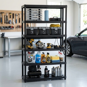 Heavy Duty <strong>5</strong> Shelf <strong>Plastic</strong> Storage <strong>Shelving</strong> <strong>Unit</strong> for Garage Basement Pantry - Product Image 4