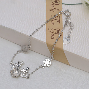 Korean S925 <b>Silver</b> DIY Accessories Female Deer Antler Elk <b>Bracelet</b> 8-9 Semi Finished Pearl Handmade Fashion <b>Beaded</b> <b>Bracelets</b> for - Product Image 4