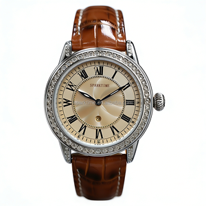 Reloj de Cuarzo de Lujo para Mujer con Diamantes, Elegante Correa de Cuero Genuino, Reloj de Pulsera para Dama, Resistente al Agua 3ATM, Relojes con Logotipo Personalizado - Product Image 1