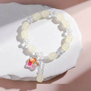 Pulsera de cuentas craqueladas de colores de moda con diseño de palomitas de maíz y dije de flor elegante, hecha a mano, para mujeres y niñas - Product Image 3