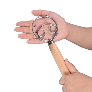 Premium Danish Dough Whisk Kitchen <b>Tools</b> <b>Hand</b> Mixer Stainless Steel Whisk with Wooden Handle - Product Image 3