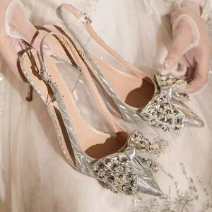 Nouvelles Chaussures <span class=keywords><strong>de</strong></span> Mariage en Cristal 1230, Escarpins <span class=keywords><strong>de</strong></span> <span class=keywords><strong>Mariée</strong></span> Pointus, Talons Hauts <span class=keywords><strong>de</strong></span> Demoiselle d'Honneur en Strass, Tendance Européenne et Américaine - Product Image 4