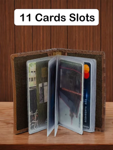 Cartera de Cuero Genuino, Tarjetero con 11 Ranuras, Cartera Delgada Bifold Color Bronceado para Hombre y Mujer, con Bloqueo RFID, Compacta - Product Image 2