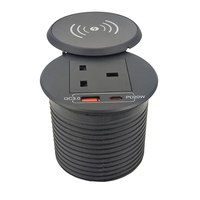 Cubierta de carga inalámbrica a prueba de polvo de 10W, toma de sofá con ojal redondo, toma de CA del Reino Unido QC3.0, toma de escritorio de carga rápida, PD20W, toma de escritorio de 1, 2 uds.