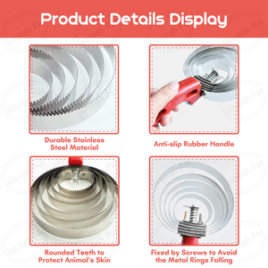 Spazzola reversibile per la toelettatura del cavallo in acciaio inossidabile pettine al Curry del cane con impugnatura morbida - Product Image 2