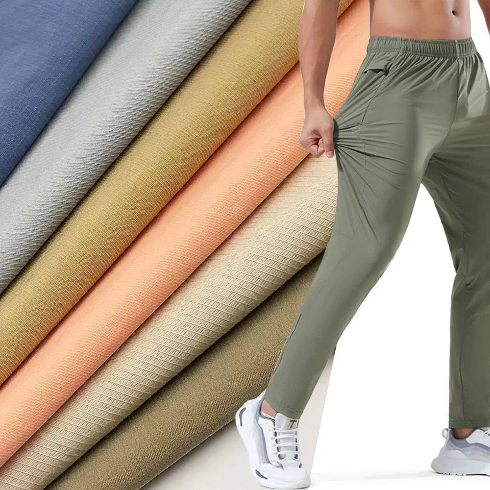 Màu Sắc Tùy Chỉnh 40D 70D 150D Twill Texture Nylon Spandex Dệt Tái Chế 4 Way Stretch Thể Thao Chạy Quần Vải