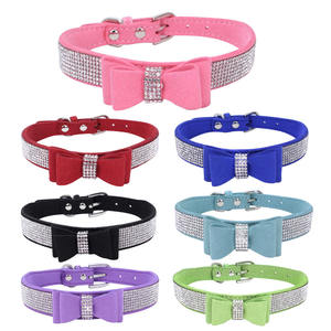 Suède Strass Hondenhalsband Sprankelend Kristal Strik Kraag Voor Honden En Katten - Product Image 2