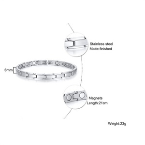 New Design Magnet Jewelry Healthy Therapy Stainless Steel <b>Cuff</b> <b>Bracelet</b> Bio Magnetic Energy <b>Bracelet</b> for Men - Product Image 4