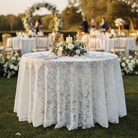 Nappe Ronde en Dentelle Blanche 90cm 180cm Style Vintage Floral pour Mariage Décoration de Table Cottagecore Vente en Gros