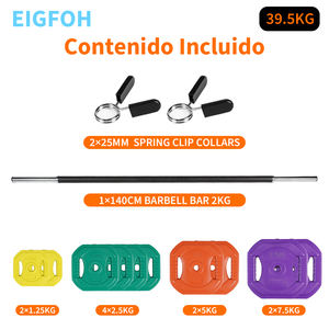 En Stock en España: Set de Barras de Pesas de 40 kg de Hormigón Colorido con Cubierta Protectora de PVC para un Entrenamiento Seguro y Duradero - Product Image 5
