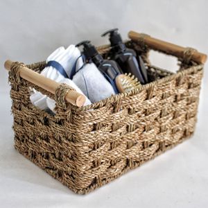 Hot Bán Công Suất Lớn Cỏ Dệt Đồ Lặt Vặt Lưu Trữ Giỏ Nước Lục Bình Dệt Lưu Trữ Giỏ Cho Phòng Ngủ Và Phòng Tắm - Product Image 2