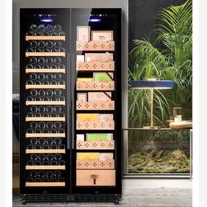 JiuFu Cigar Humidor <strong>Fridge</strong> <strong>Wine</strong> Cooler Large Double Door Big Wooden Cigar Humidor Display Cabinet with Led <strong>Light</strong>