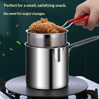 Friteuse en acier inoxydable 304 avec panier filtrant, mini friteuse, économie d'huile, anti-éclaboussures, petite marmite de cuisson pour la cuisine