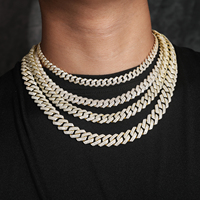 Jeune garçon Hip Hop bijoux en gros 8mm-14mm 14K or 925 argent 2 rangées VVS Moissanite diamant glacé cubain lien chaîne collier