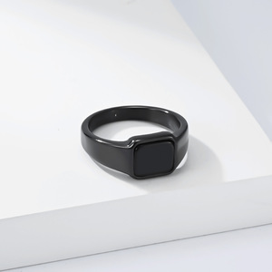 Unisex Geometric Square <b>Ring</b> <b>Titanium</b> Steel Black Gold Silver Gift Jewelry - Product Image 4