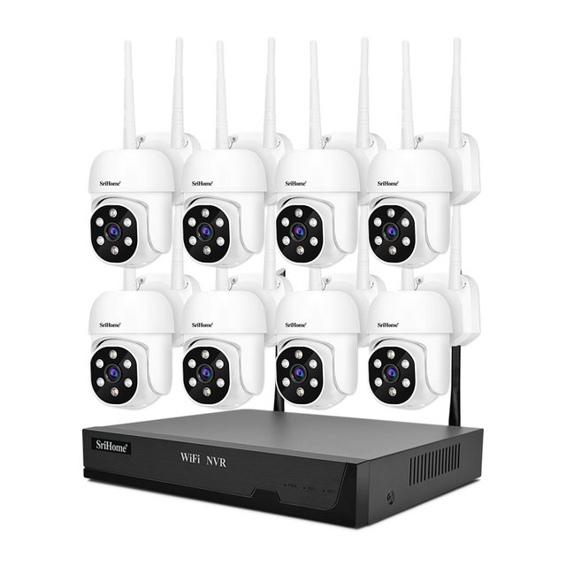 Wireless Security Camera System WiFi NVR with 1080P Cameras Outdoor Full Color Night Vision CCTV Wifi IP Camera NVS001+8*IPC030