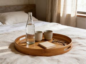 Bandeja Redonda de Bambú Natural con Asas, Borde Elevado, para Desayuno y Café, para Hogar, Hotel, Restaurante, Venta al por Mayor, Personalizable - Product Image 3