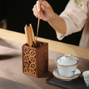 Handmade Walnut Solid Wood Tea Accessory Box Square Traditional Chinese Style Multifunctional Storage For Tea Ceremony Tools - Product Image 1