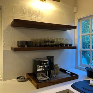 Longue étagère de rangement de cuisine couleur noyer foncé étagère de cuisine polyvalente étagère flottante <span class=keywords><strong>murale</strong></span> en bois - Product Image 5