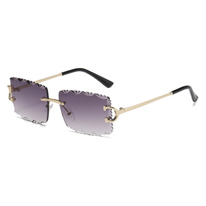Lunettes de soleil sans monture <span class=keywords><strong>Cartier</strong></span>, verres carrés dentelés, UV400, style unisexe tendance - Product Image 5