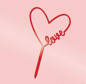 <span class=keywords><strong>D</strong></span>écoration de gâteau en acrylique en forme de cœur rouge creux avec inscription LOVE pour gâteaux de fête, desserts et pâtisseries - Product Image 5