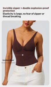 Body modellante <span class=keywords><strong>senza</strong></span> <span class=keywords><strong>cuciture</strong></span> da donna con zip frontale, scollo a V profondo e schiena scoperta, controllo pancia e snellimento <span class=keywords><strong>vita</strong></span>, per uso quotidiano e feste - Product Image 2