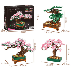 Set di Costruzioni 3 <span class=keywords><strong>Stili</strong></span> Diversi: Albero Bonsai di Ciliegio, Giocattoli <span class=keywords><strong>Educativi</strong></span>, Mattoncini Botanici, Regalo - Product Image 1