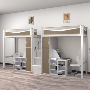 Camas de dormitorio con marco de Metal de 2 pisos de alta calidad, camas tipo <span class=keywords><strong>loft</strong></span> para niños, diseño moderno para dormitorio, apartamento escolar - Product Image 6
