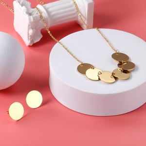 <b>Top</b> Selling Geometric Jewelry for <b>Women</b> Fashion Stainless Steel Drop Earring Non Tarnish Custom Logo Necklaces - Product Image 2