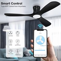 Ventilateur de plafond LED intelligent YOUKAIN Tuya avec télécommande, 3 pales en bois et métal, ventilateur domestique électrique