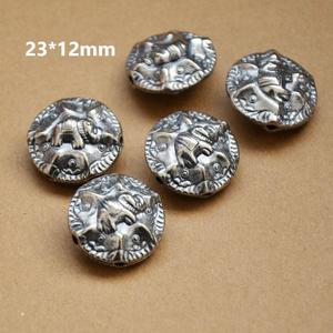 Retro Silver Elephant God Spacer Bead 23x12mm For <b>Bracelet</b> Making <b>Copper</b> Plated Round Jewelry Findings - Product Image 1