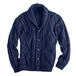 Men <b>Cable</b> <b>Knit</b> Cardigan <b>Sweater</b> Collar Button Front Knitted Jacket for Autumn Winter - Product Image 3
