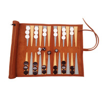 Individuelles Logo Reise-Backgammon-Set Aufrollbares Wildleder-Backgammon-Spiel Tragbares Faltbares Brettspiel für Draußen