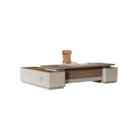 Ensemble de bureau de direction moderne et luxueux, durable, avec bibliothèque assortie et panneau de rangement LED, garantie de 10 ans