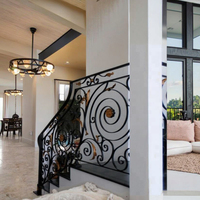 Garde-corps et rampes d'escalier en fer forgé artistique avec main courante, montage mural, résistant à la rouille, design traditionnel pour usage intérieur