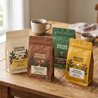 Sacs d'emballage pour grains de café AT PACK Coffee Roaster 12oz 2LB 5LB, écologiques, en kraft, à fond plat, avec valve et fermeture éclair