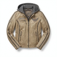 Blouson à capuche en cuir de vachette marron pour homme – Qualité supérieure, décontracté, hiver, fermeture éclair intégrale, respirant, teint uni, personnalisable, OEM, vente en gros