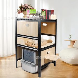 <b>Cat</b> Climbing Cabinet Multi Layer Wooden Storage <b>Litter</b> Box Enclosure Pet Furniture - Product Image 2