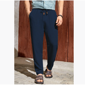 New Men's Cotton and <strong>Linen</strong> <strong>Pants</strong> Breathable Light Casual <strong>Pants</strong> Comfortable Straight <strong>Drawstring</strong> <strong>Pants</strong> Manufacturer Wholesale - Product Image 4