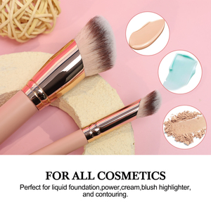 Ensemble de 3 pinceaux de maquillage professionnels en bois synthétique, en gros, en vrac, marque privée, rose, luxe, végan, personnalisé, pour fond de teint et anticernes - Product Image 5