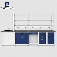 Fournisseurs de mobilier de laboratoire : Table de travail chimique humide à hauteur réglable avec vannes de laboratoire pour salle blanche scientifique