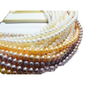 Colliers de perles d'eau douce cultivées, 7-8 mm, rondes, qualité AA, brillantes, semi-finies, sans fermoir, origine Zhuji Shanxiahu - Product Image 4