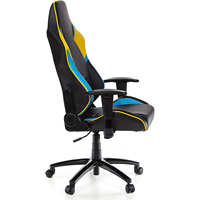 Chaise de jeu bleu-noir style course, ergonomique et inclinable, avec accoudoirs réglables, pivotante, pour ordinateur et bureau, siège de jeu vidéo