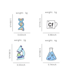 Broche Personalizado de Liga de Zinco com Revestimento, com motivos de Microscópio de Experimento Científico Infantil, Gênero, Gobelé, Café, Festa Química e Noivado - Product Image 3