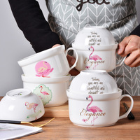 Bol à nouilles en céramique blanche, vente en gros, tasse à porridge en grès, mug instantané, tasse à ramen, mignon, non toxique, sans plomb ni cadmium, design japonais Sakura