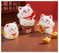 Harz Miniatur glückliche Katze chinesische Tierkreis Ornamente Figur Miniatur Handwerk Geschenke Tiers kulpturen für Kuchen Topper Dekoration