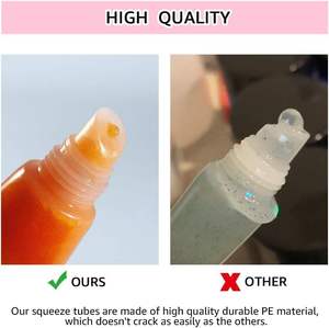Vente en gros personnalisée Squeeze Tubes Mini Lip Gloss Container Emballage cosmétique de rouge à lèvres 8ml 10ml Tube de brillant à lèvres en plastique transparent - Product Image 4