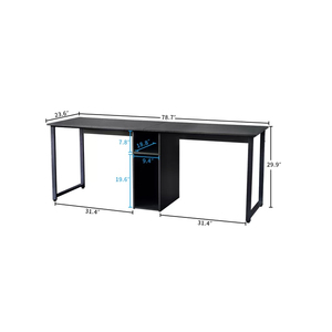 High Quality Stainless Steel <strong>Wooden</strong> l Shape <strong>Laptop</strong> Computer Gaming Desk Table <strong>Stand</strong> for Two Person - Product Image 6
